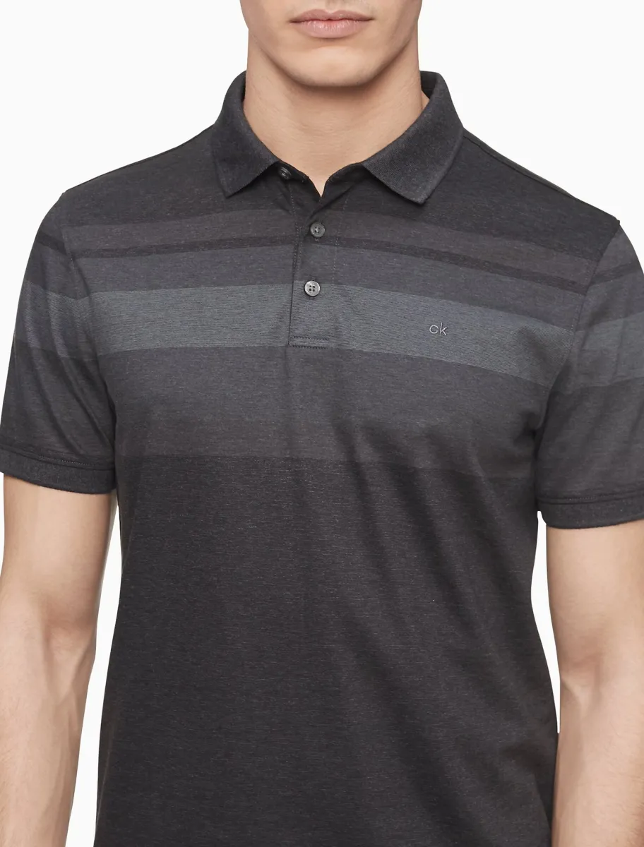 Áo Polo Nam Calvin Klein Liquid Touch Engineered Stripe Polo Shirt Gunmetal  Heather 