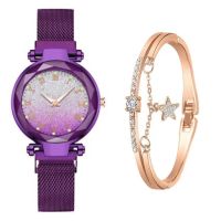 【July】 Womens watch Korean fashion shiny starry sky quartz elegant and atmospheric with large volume