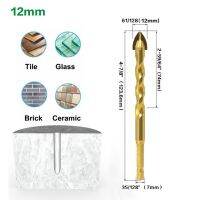 เจาะโลหะ Dit Hex Shank Twist Glass Bits ไทเทเนียมเซรามิคเจาะ4/6/8/10/12มม. กระเบื้องไม้คอนกรีต Cross Tip Hole Bit กระเบื้อง