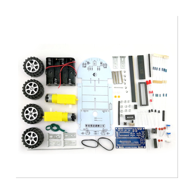 Smart Car DIY Kit C51 Intelligent Vehicle Obstacle Avoidance Tracking Kit Intelligent Car Soldering Training Suite Simple Mechanical Structure