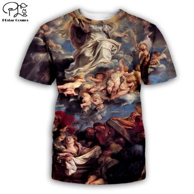 PLstar Cosmos Christian Catholic Jesus Retro Streetwear 3DPrint Summer Casual Funny T-shirts Short sleeves Unisex Men/women A4