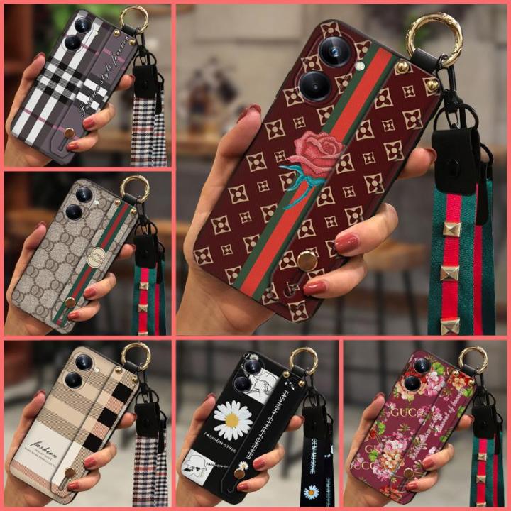 anti-dust-fashion-design-phone-case-for-oppo-realme10-pro-5g-lanyard-wrist-strap-plaid-texture-soft-case-durable-tpu