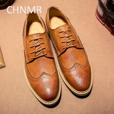 รองเท้าลำลองธุรกิจสไตล์อังกฤษสำหรับผู้ชาย,ใหม่ CHNMR-S ปลายแหลมสายหนังแฟชั่นแนวโน้มผลิตภัณฑ์สบาย