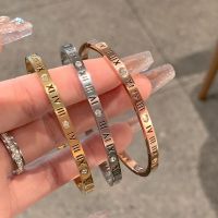 New Roman numeral titanium steel bracelet non-fading permanent diamond-filled bracelet for women light luxury stackable small waist washable