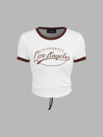 Cider California Los Angeles Letter Knotted Short Sleeve Tee