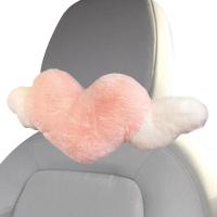 Heart-Shaped Car Headrest Heart-Shaped Plushy Faux Fur Neck Pillow For Car Seat Decorative Comfortable Soft Neck Support Pillow Seat Cushions