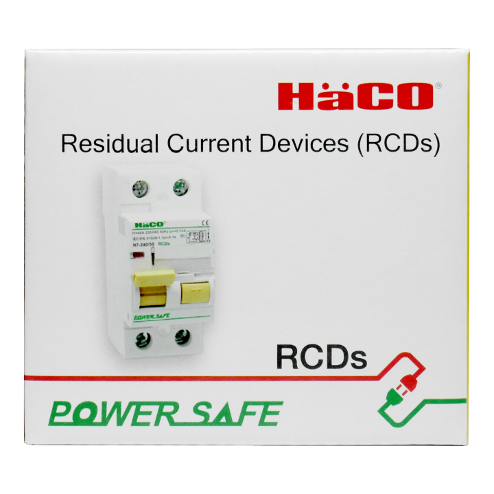 haco-อุปกรณ์ป้องกันไฟรั่ว-ไฟดูด-2p-40-แอมป์-30-มิลลิแอมป์-เวลา-trip-0-01-วินาที-รุ่น-r7-240-30