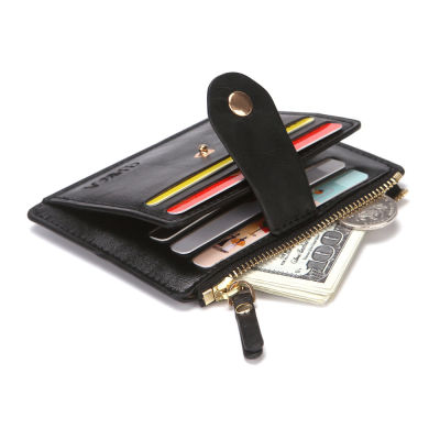กระเป๋าสตางค์ผู้ชายหนัง PU แบบมีหัวเข็มขัดมีซิปมีหลายช่องเสียบบัตรกระเป๋าเก็บบัตรกระเป๋าแฟชั่นใส่เหรียญที่สร้างสรรค์