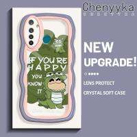 เคส Chenyyyka สำหรับ Realme 5 Pro เคสนิ่มลายการ์ตูนน่ารักสปูฟลายไดโนเสาร์สร้างสรรค์เคสมือถือหลากสีสันขอบไอศกรีม