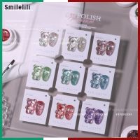 Smilelili ชุดเศษอุกกาบาต9สีเจลทาเล็บเจลทาเล็บแบบเจลเคลือบเงาเพชรแบบเจาะทะลุได้เจลยูวีสำหรับร้านทำเล็บ