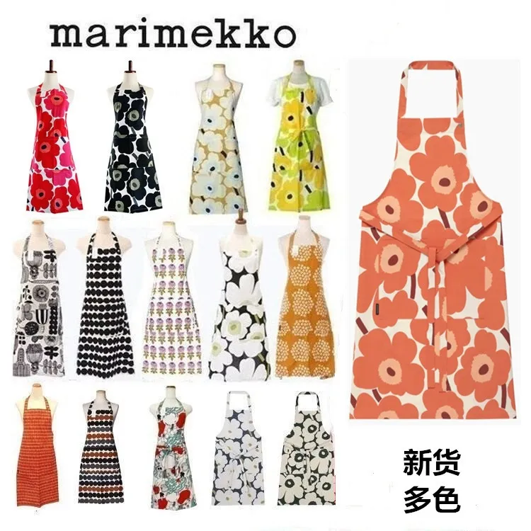 ❈♨ Marimekko / Pieni Unikko Apron Small Fresh Flower Kitchen Cake Bread  Baking Apron 