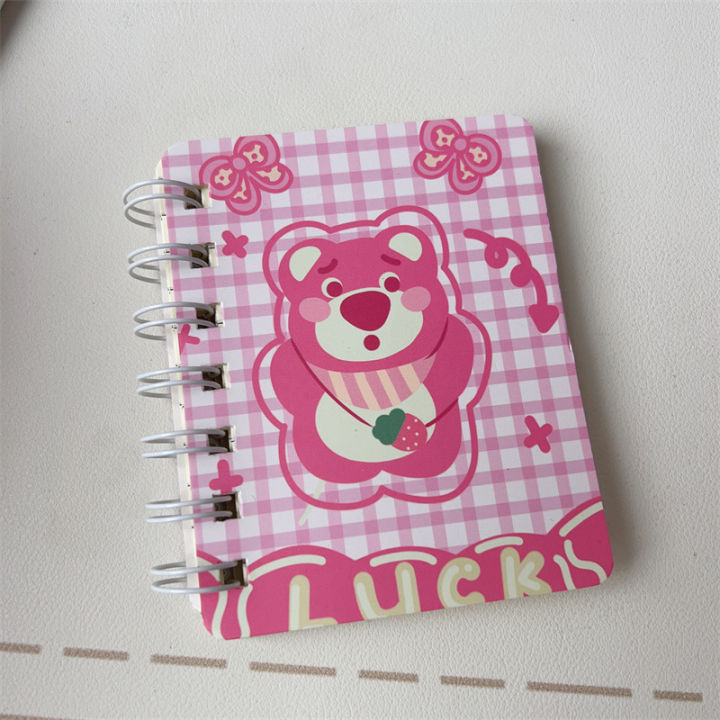 4pcs-set-lotso-a7-spiral-notebook-strawberry-bear-small-cartoon-spongebob-vworkbook-thickened-horizontal-line