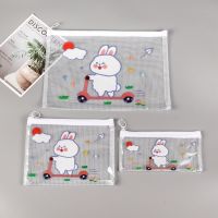 Cartoon Rabbit File Pockets Transparent Waterproof PVC Documents Bag Pencil Bag School Student Teacher Business Supplies