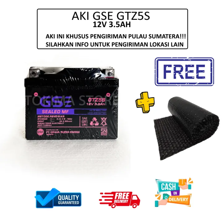 Aki Motor Yamaha New Fino Premium GTZ5S GS E Accu Kering MF | Lazada