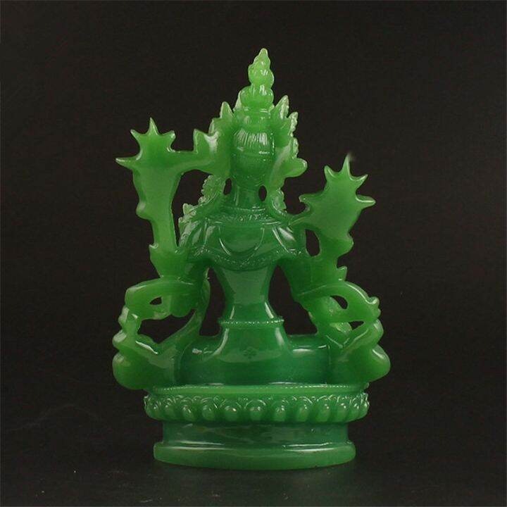 21-green-tara-figure-imitate-jade-resin-13cm-buddhist-bodhisattva-tibetan-supplies-tailsmen-putting-decorate-buddha-statue