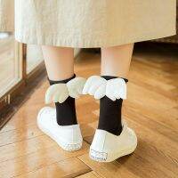 Cute Wing Woman Socks Crimping Side Short Socks for Girls Solid Color Sweet Socks Lovely Cute Princess Sox Female Clothing