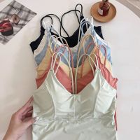 SP CITY Korean Ice Silk Traceless Suspender Womens Beautiful Back Breast Wrapping With Bra Pad Summer Bottomed Vest Lingerie