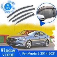 กระจกบังฝน4X สำหรับ Mazda 6 Mazda6 Atenza GJ1 GL Sedan 2014 ~ 2021กันสาดกระบังแดดติดกระจกฝาครอบอุปกรณ์ตกแต่งหักเหแสงอุปกรณ์เสริมรถยนต์