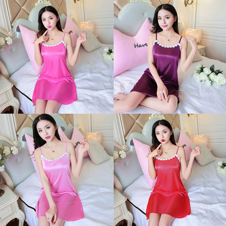 shenghao-ชุดนอนเซ็กซี่ผ้าไหมสำหรับผู้หญิงชุดนอนผ้าไหมไอซ์บางเชือกแขวนคอสำหรับใส่ในบ้าน