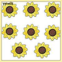 VERMILL 8pcs ลายดอกทานตะวัน แพทช์ปัก ดีไอวาย กางเกงยีนส์ ศิลปะการปะติด ตกแต่งด้วยการตกแต่ง