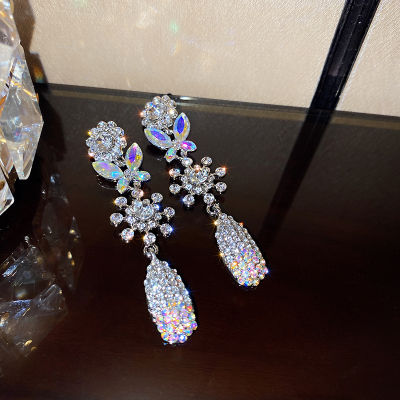 925 เข็มเงินเพชรดอกไม้ผีเสื้อต่างหูต่างหูเพชรเต็มรูปแบบยุโรปและอเมริกา925 Silver Needle Diamond Flower Butterfly Earrings European and American Exaggerated Full Diamond Earrings