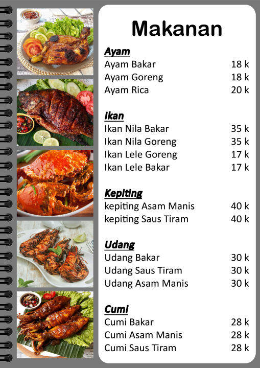 (isi 2 Lembar Bolak Balik Uk A4) Daftar Menu Buku Menu Buku Katalog ...