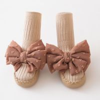 EWODOS Newborn Baby Girl Sock Shoes Cute Bowknot Soft Sole Non-slip Floor Slippers Walking Shoes Toddler Infant Baby Crib Shoes