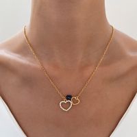 [COD] and ins stacked love necklace retro diamond-encrusted hollow heart-shaped pendant clavicle chain cross-border