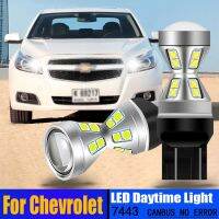 2ชิ้นหลอดไฟ LED Lampu Jalan กลางวันไฟตัดหมอก W21/5W 7443 T20ไม่มีข้อผิดพลาด Canbus สำหรับ Chevrolet Malibu 2012-2015 Trax 2013-2017