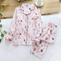 JULYS SONG Woman Pajamas Viscose Long Sleeve Sleepwear Casual Cotton Couple Pajamas Set Printed Summer Spring Pyjama Female