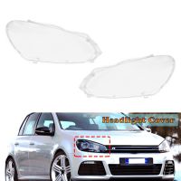 ฝาครอบเลนส์ใสโป๊ะโคมไฟไฟหน้าซ้ายรถกรอบมือจับสำหรับ VW กอล์ฟ6 MK6 R 2009 2010 2011 2012