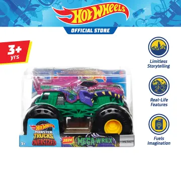  Hot Wheels Monster Trucks Arena Smashers Glow-in-The-Dark  Gunkster Playset with 1 Glow-in-The-Dark 1:64 Scale Gunkster Toy Truck & 2  Crushable Cars : Toys & Games