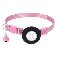 Cat Collar, for Apple Air Tag Cat Collar with Safety Buckle and Bell, Reflective Cat Collar in 3/8Inch Width