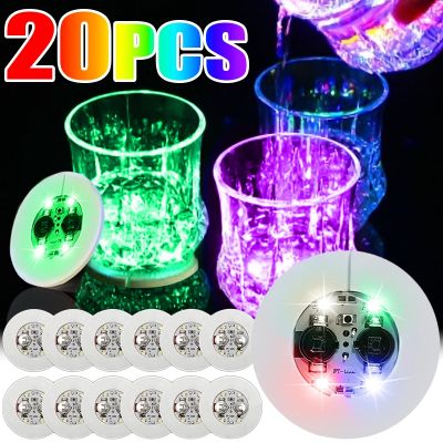 【CW】✧  Coaster Stickers Battery Powered Colorful Coasters Liquor Bottle Cup for Bar Atmosphere Lights