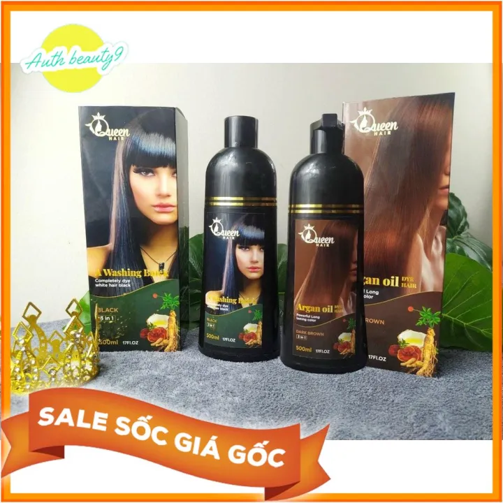 Dầu gội nhuộm tóc Queen Hair 500ml - Hàng Việt Nam chất lượng cao - Dầu gội thảo dược Argan Oil phủ bạc màu đen và nâu chính hãng Dầu gội nhuộm tóc Queen Hair 500ml - Hàng Việt Nam chất lượng cao - Dầu gội thảo dược Argan Oil phủ bạc màu đen và nâu chính hãng