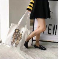 Vintage Sun Moon Shopping Bags for Women Resuable Large capacity Shopper Bag Harajuku Eco Linen Tote Bag Students Bolsos Mujer