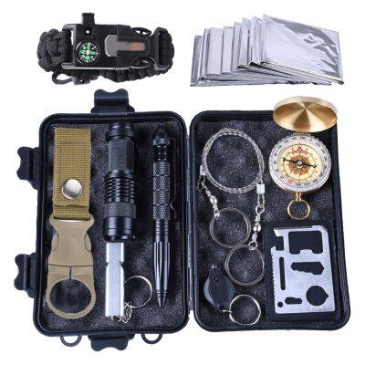 Outdoor Survival kit Set Camping Travel Multifunction First aid kits SOS EDC Emergency Supplies Tactical for Wilderness 11 in 1