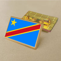 Democratic Republic of Congo flag pin 2.5*1.5cm zinc die-cast PVC colour coated gold rectangular rectangular medallion badge without added resin