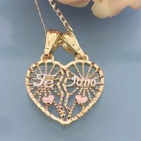 ✷┇❣  Custom Gold Plated Split   Not Pendant Necklace - Cadena  Te Amo  Corazon en Oro Laminado Valentines day