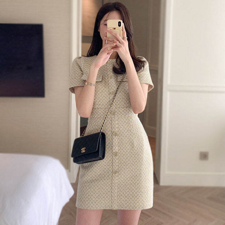 2022-new-summer-french-style-small-fragrance-light-luxury-temperament-slim-dress