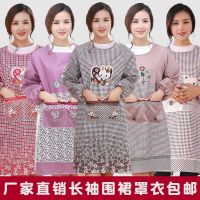 Cartoon gown with long sleeves apron inside out breathable light kitchen antifouling stain resistant printing