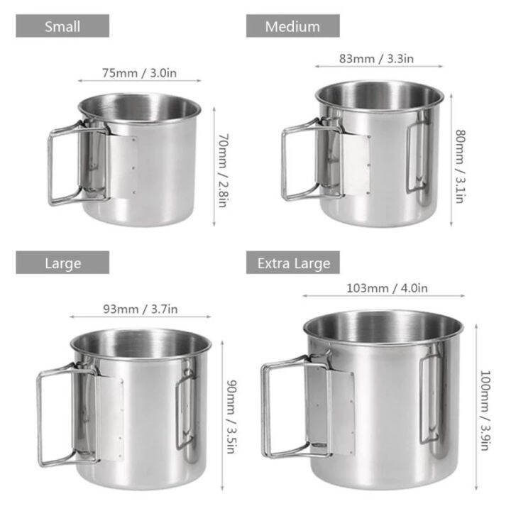 4pcs-drinking-handles-tableware-foldable-mugs-cups-set-camping-stainless-steel