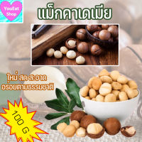 แมคคาเดเมีย 100 กรัม อบพร้อมทาน Macadamia แบบมีเปลือก เต็มเม็ด (มีที่แกะเปลือก)