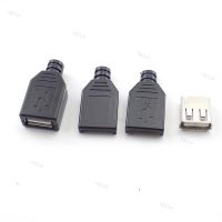 5pcs 3 in 1 Type A Female Male Mirco USB 2.0 Socket 4 Pin Connector Plug Black Plastic Cover DIY Connectors Type-A Kits YB1TH