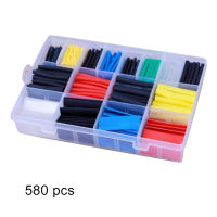 Hot 580pcs Heat Shrink Tubing Sleeving Wrap Tube Cable Wire Kit 2:1 Ratio Assortment Cable Sleeves Wiring Accessories Electrical