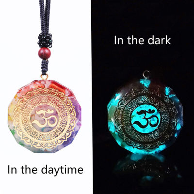 Om Symbol Orgonite Luminous Energy Pendant Natural Crystal Chakra Orgon Energizing Necklace Absorbs Negative Healing Jewelry