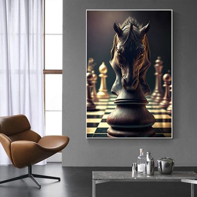 Modern Nordic หมากรุก Checkmate ผ้าใบโปสเตอร์และพิมพ์ภาพวาดบทคัดย่อ Wall Art รูปภาพสำหรับห้องนั่งเล่น Home Deocr Cuadros ใหม่