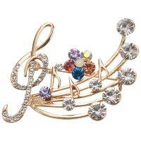 New Arrival Music Brooch Elegant Style with Rhinestones Treble Clef Pin Brooches for Ladies