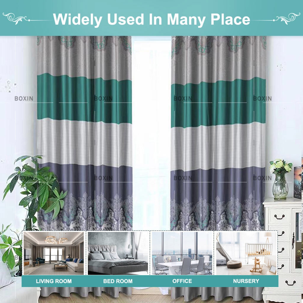 HOOK/Ring Type 3D Langsir Semi Blackout Printed Fabric Curtains Simple Shading Living Room Bedroom Balcony Curtains