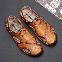 Big Size 38~48 Leather Cool Breathable Summer Men Beach Sandals KL3426